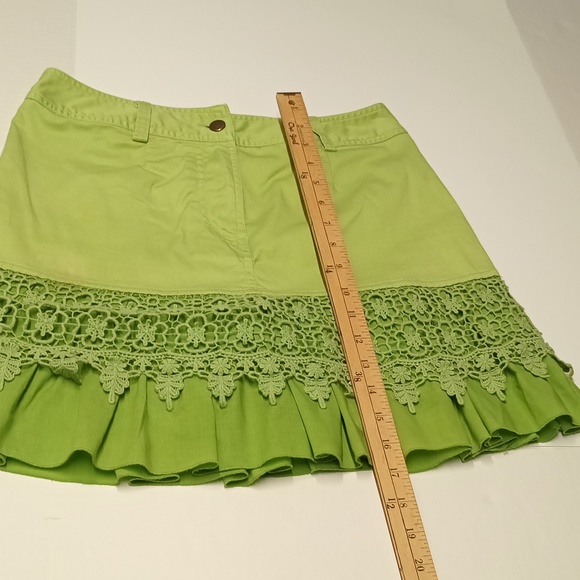 Metro style skirt| green scallop short/skirt ruffle layer embroidery Hem skirt 8 - Picture 3 of 10